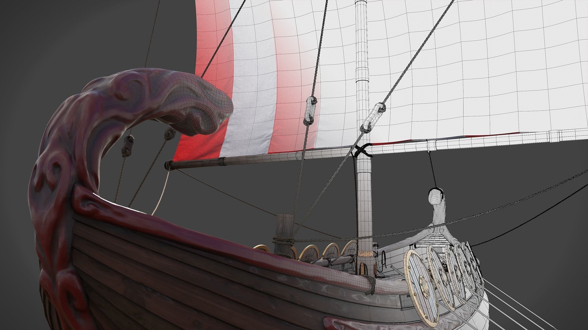 Stylized Roman Ship 3D model_14