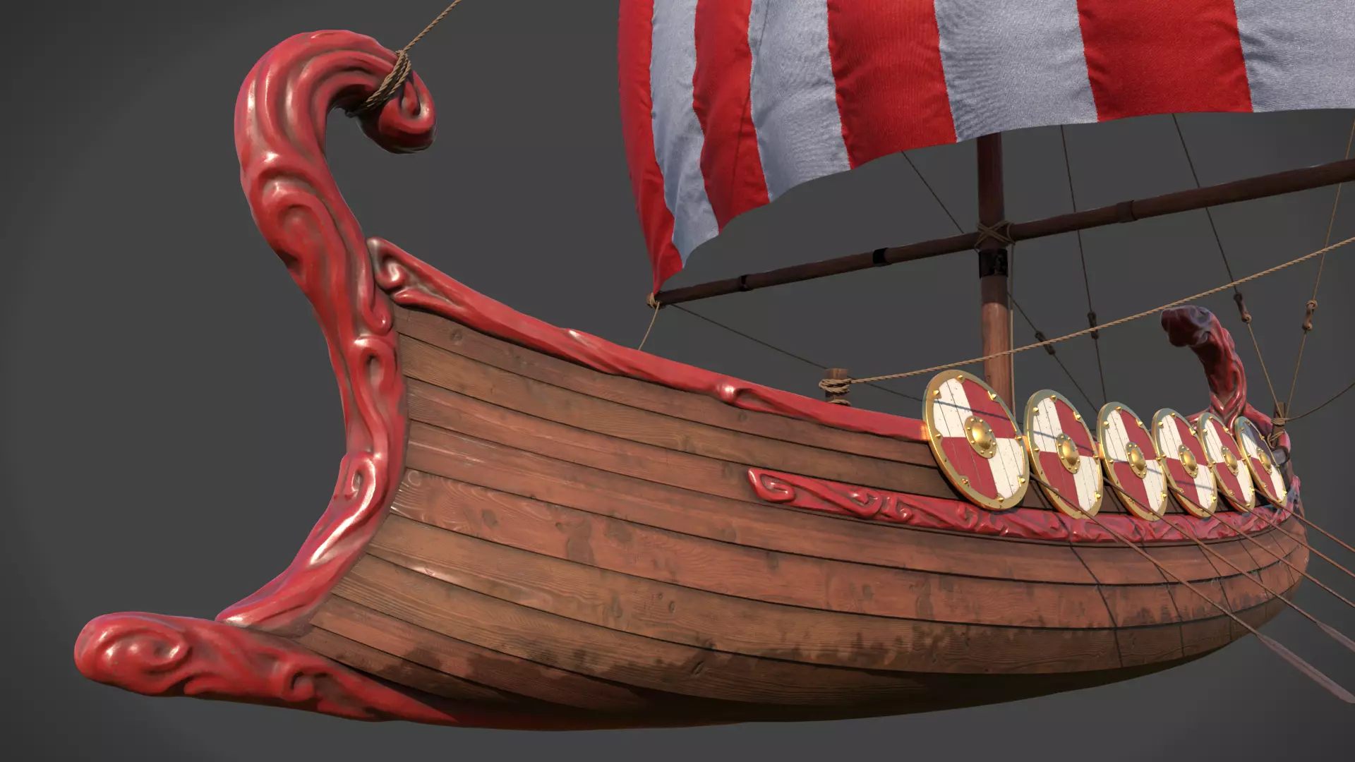 Stylized Roman Ship 3D model_0