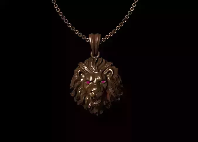 lion necklace with crown 3D print model