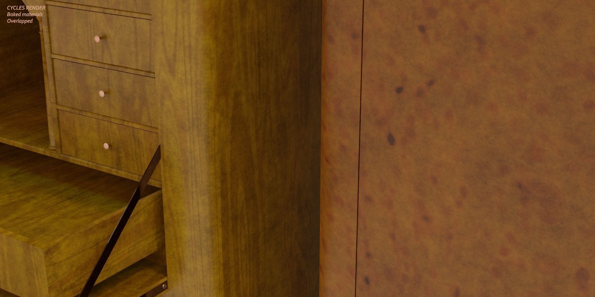 19th century secreter biedermeier style Low-poly 3D model_13