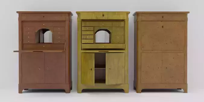19th century secreter biedermeier style Low-poly 3D model