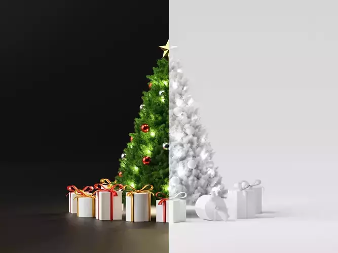 Christmas set tree with presents 3D model