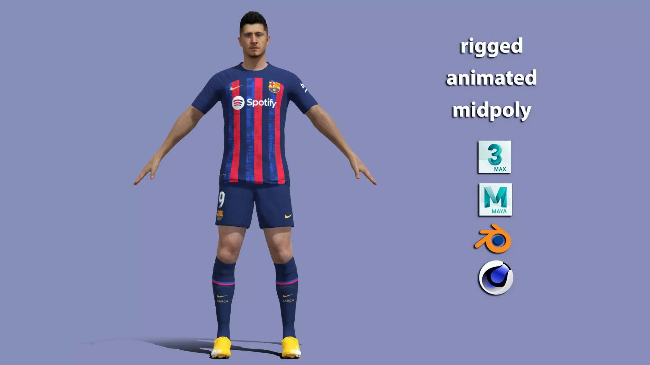3D Rigged Robert Lewandow Barcelonaski 3D model