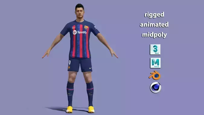3D Rigged Robert Lewandow Barcelonaski 3D model