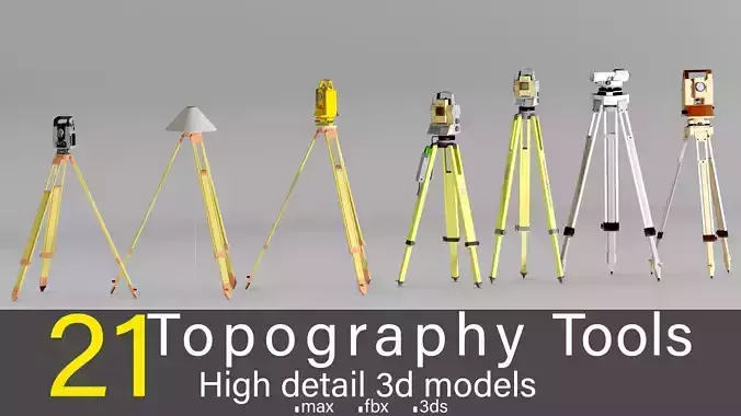 21 Topography tools- High detail 3d models Low-poly 3D model