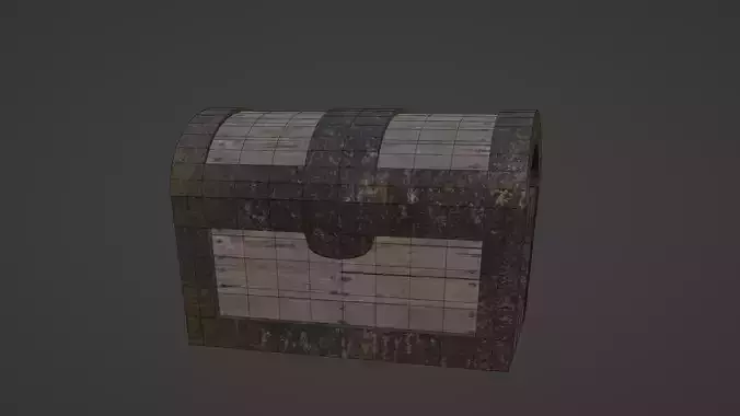 Chest model PBR low-poly game ready wooden