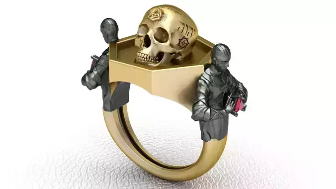 Mens Ring Jewelry Skull Alchemy Design