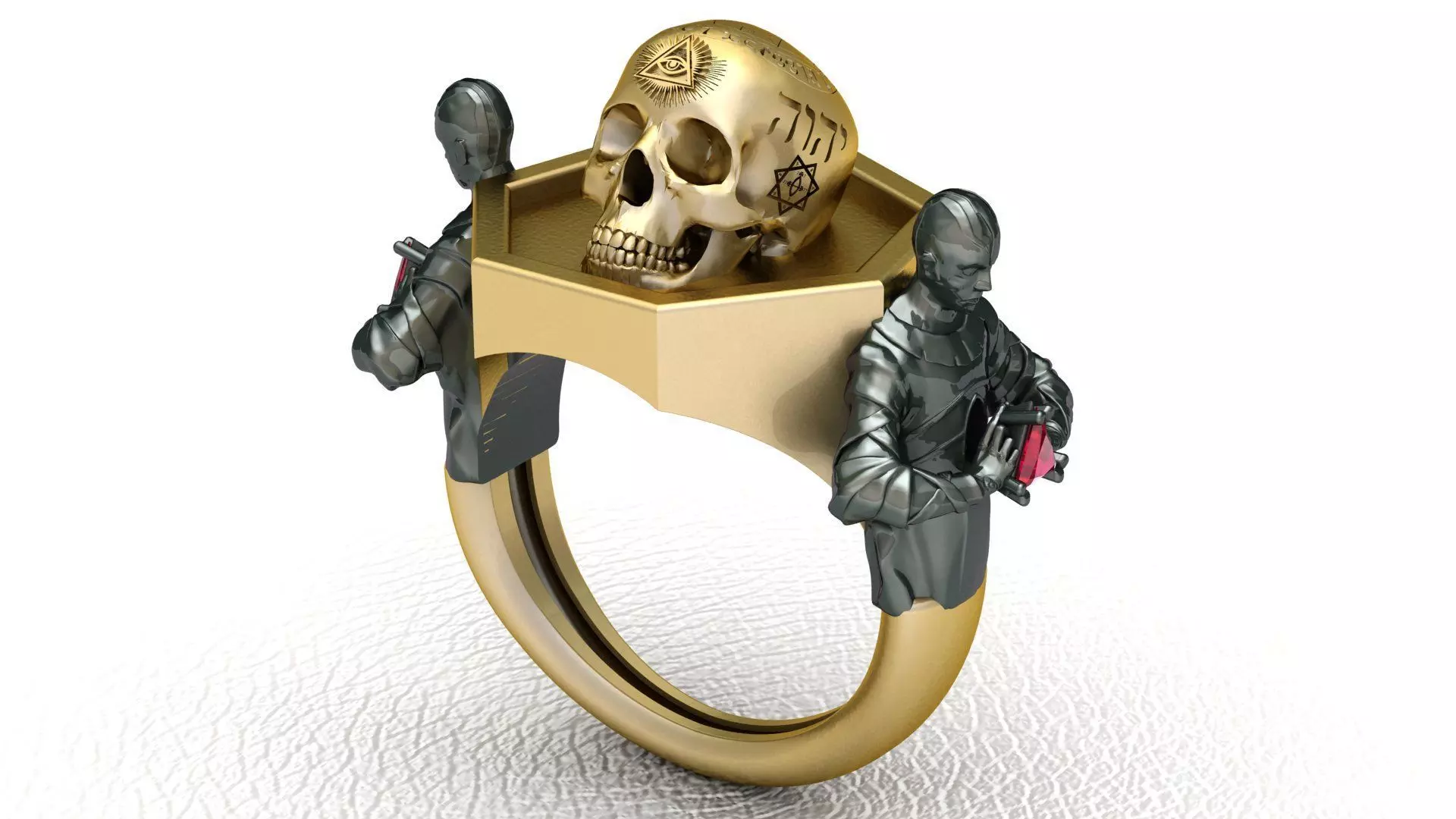 Mens Ring Jewelry Skull Alchemy Design 3D print model