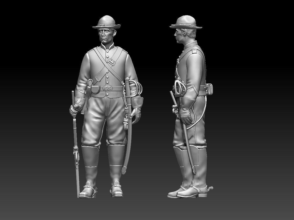 Soldier Confederate  cavalry 3D print model_11