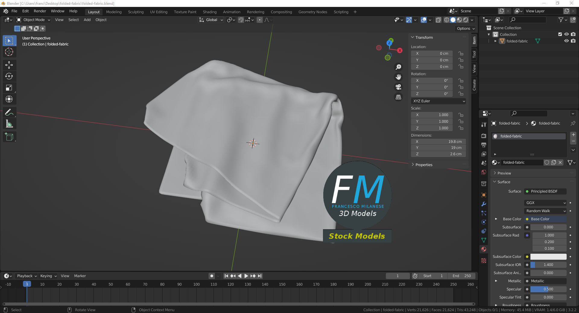 Folded fabric 3D model_9