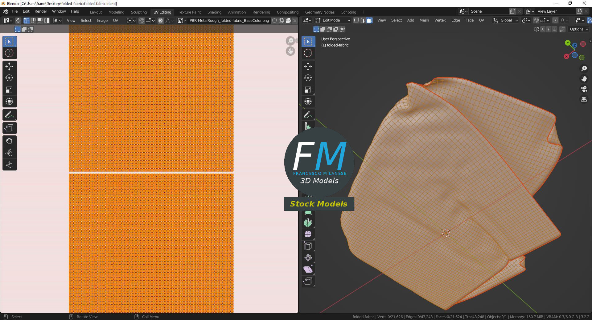 Folded fabric 3D model_10