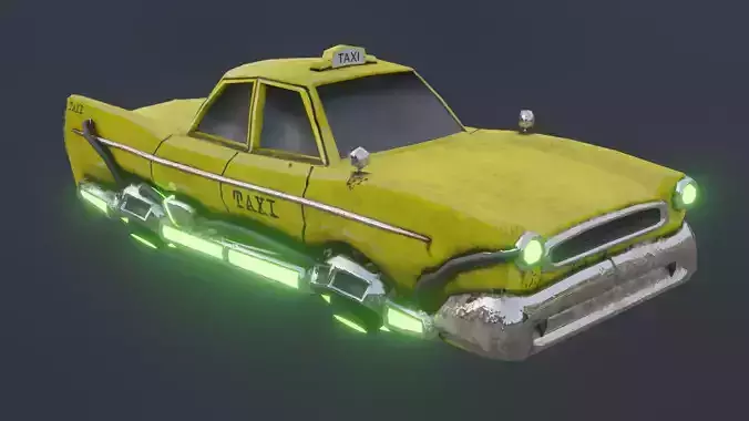 Hovercar futuristic old taxi  Low-poly 3D model