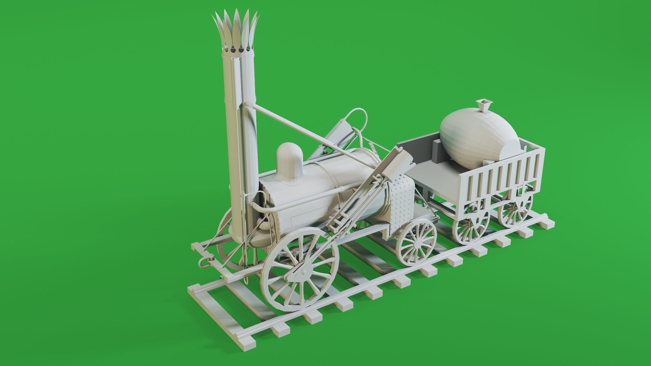 4 Locomotives- High detail 3d models Low-poly 3D model_8