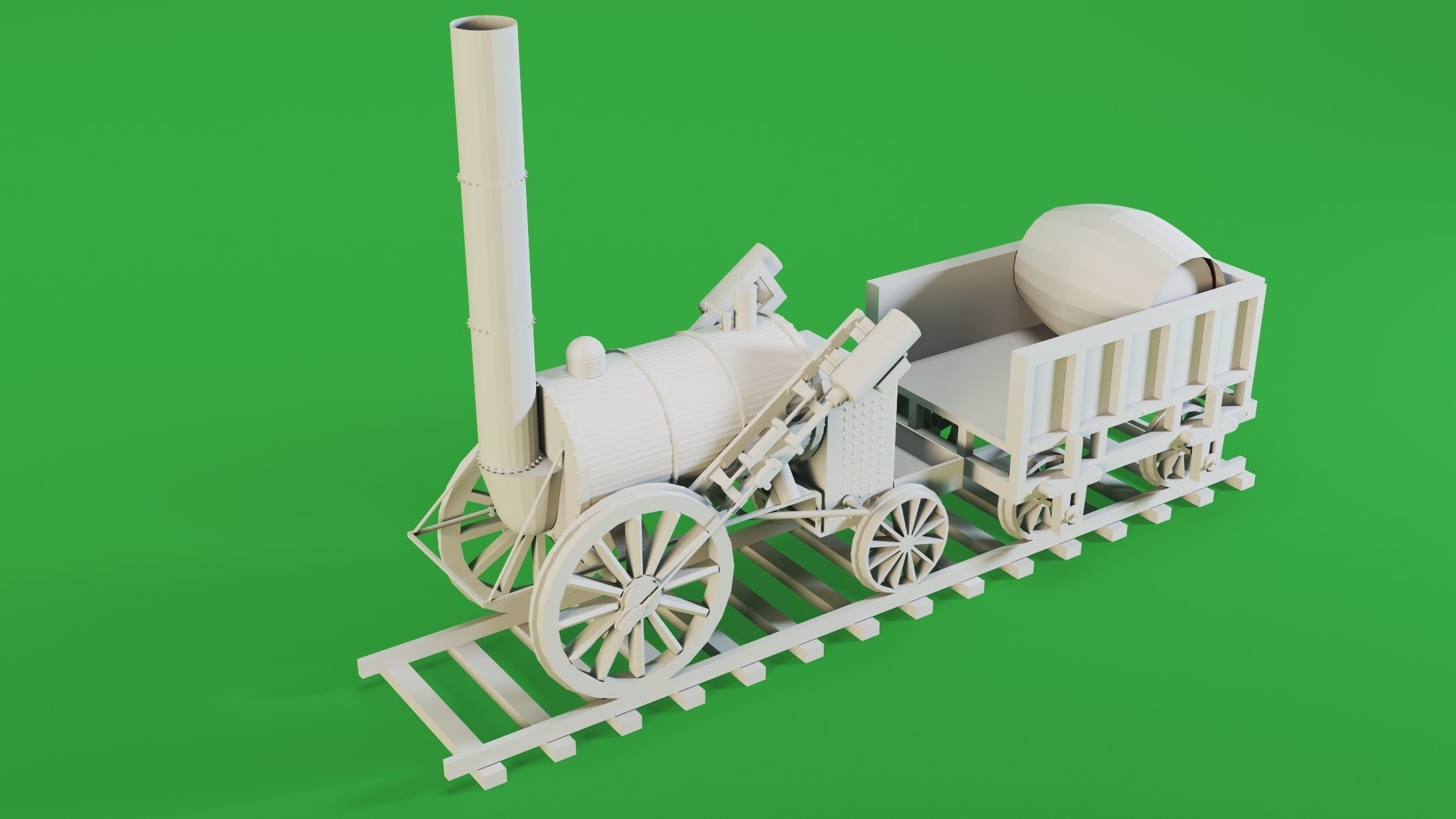 4 Locomotives- High detail 3d models Low-poly 3D model_4