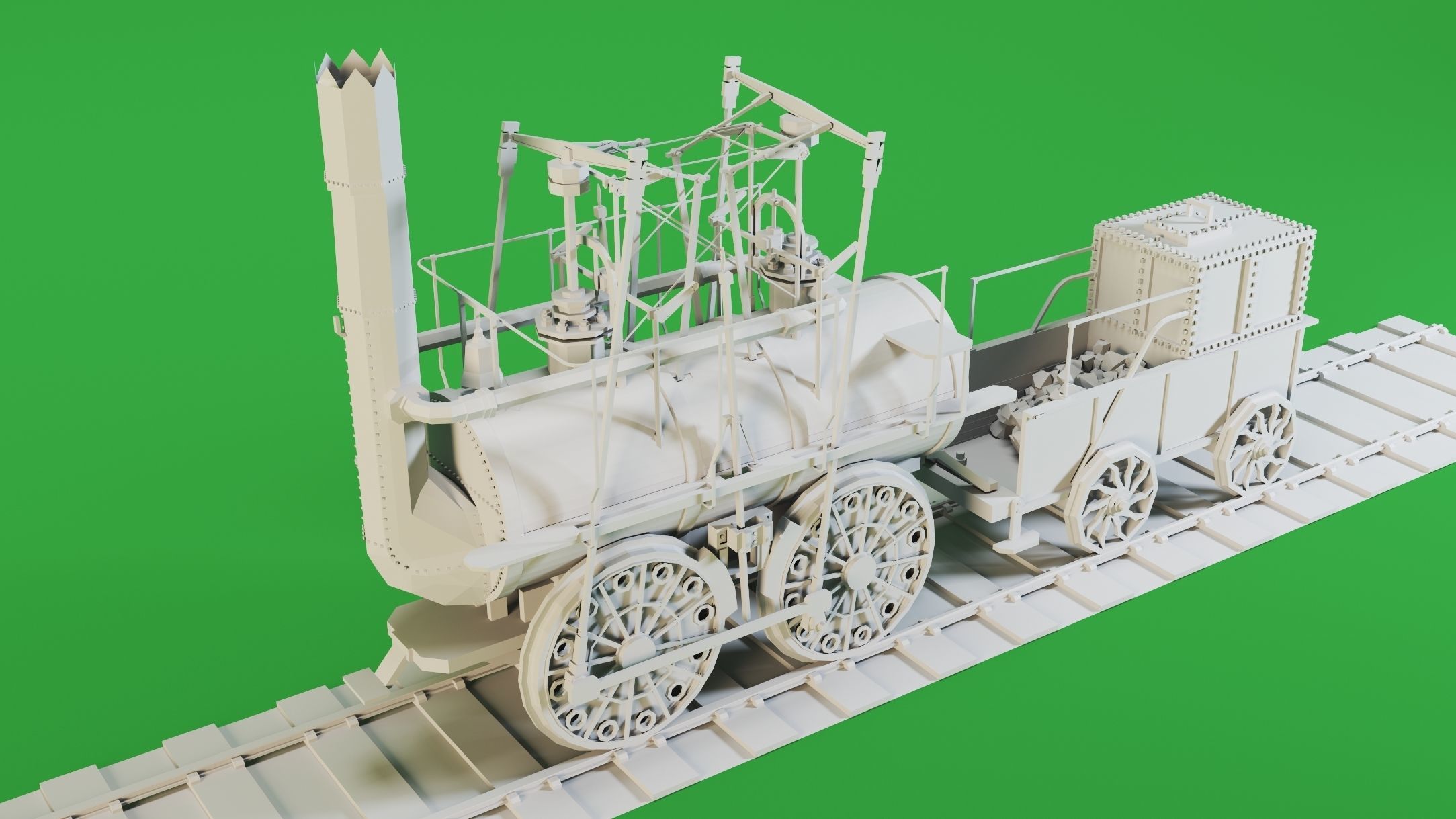 4 Locomotives- High detail 3d models Low-poly 3D model_2