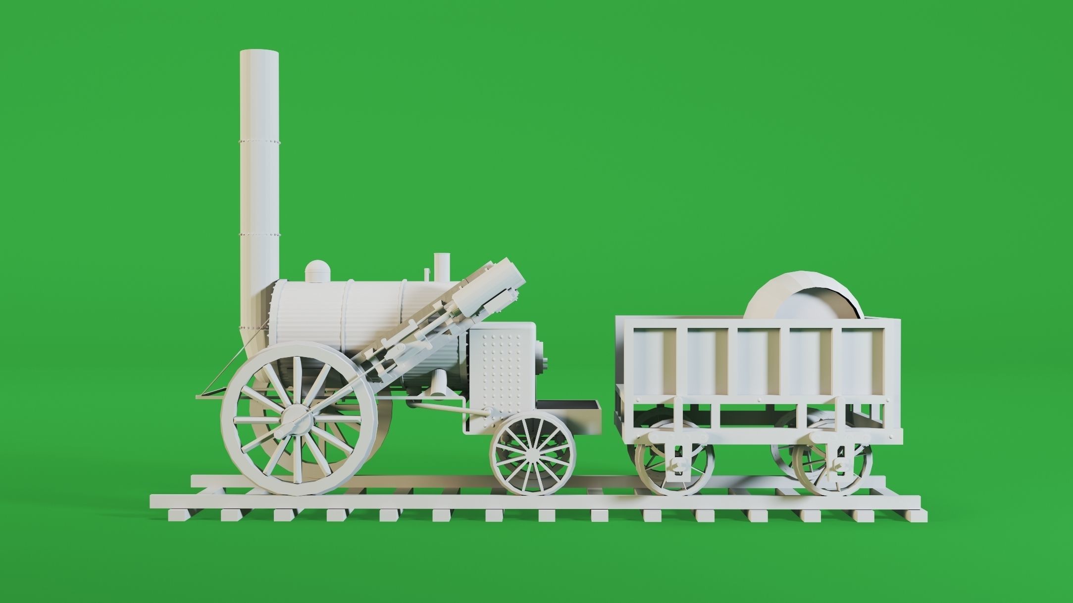 4 Locomotives- High detail 3d models Low-poly 3D model_3