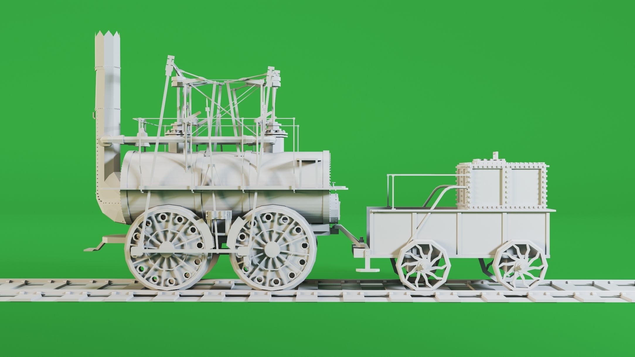 4 Locomotives- High detail 3d models Low-poly 3D model_1