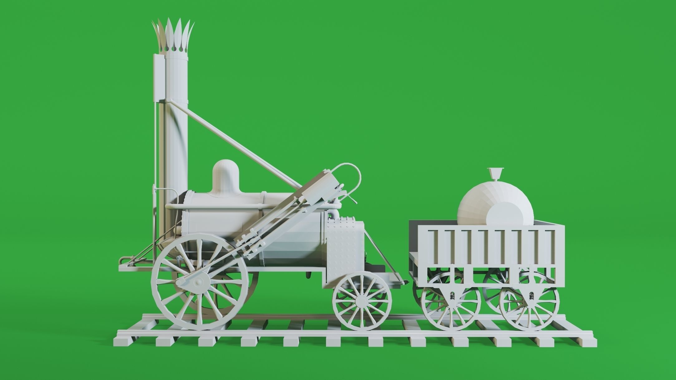 4 Locomotives- High detail 3d models Low-poly 3D model_7