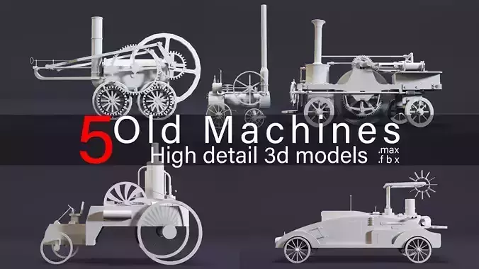 5 Old Machines- High detail 3d models 3D model