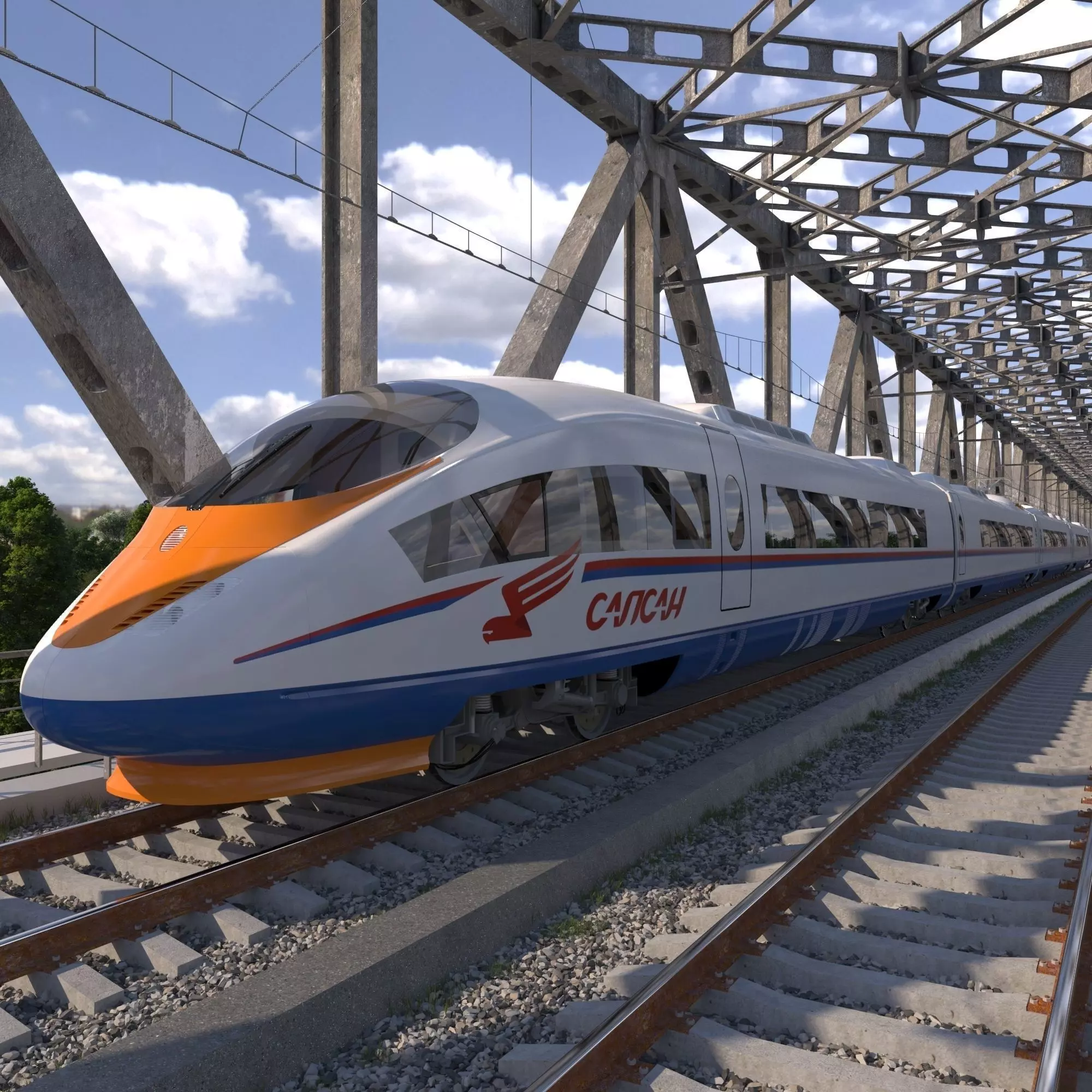 Hi-speed Electric Train Sapsan Siemens Velaro RUS  3D model_0