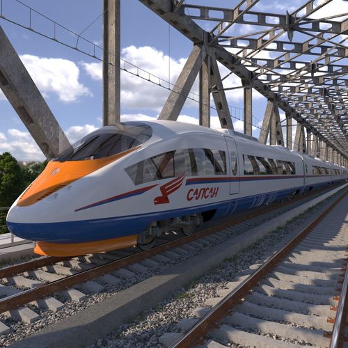 Hi-speed Electric Train Sapsan Siemens Velaro RUS  3D model