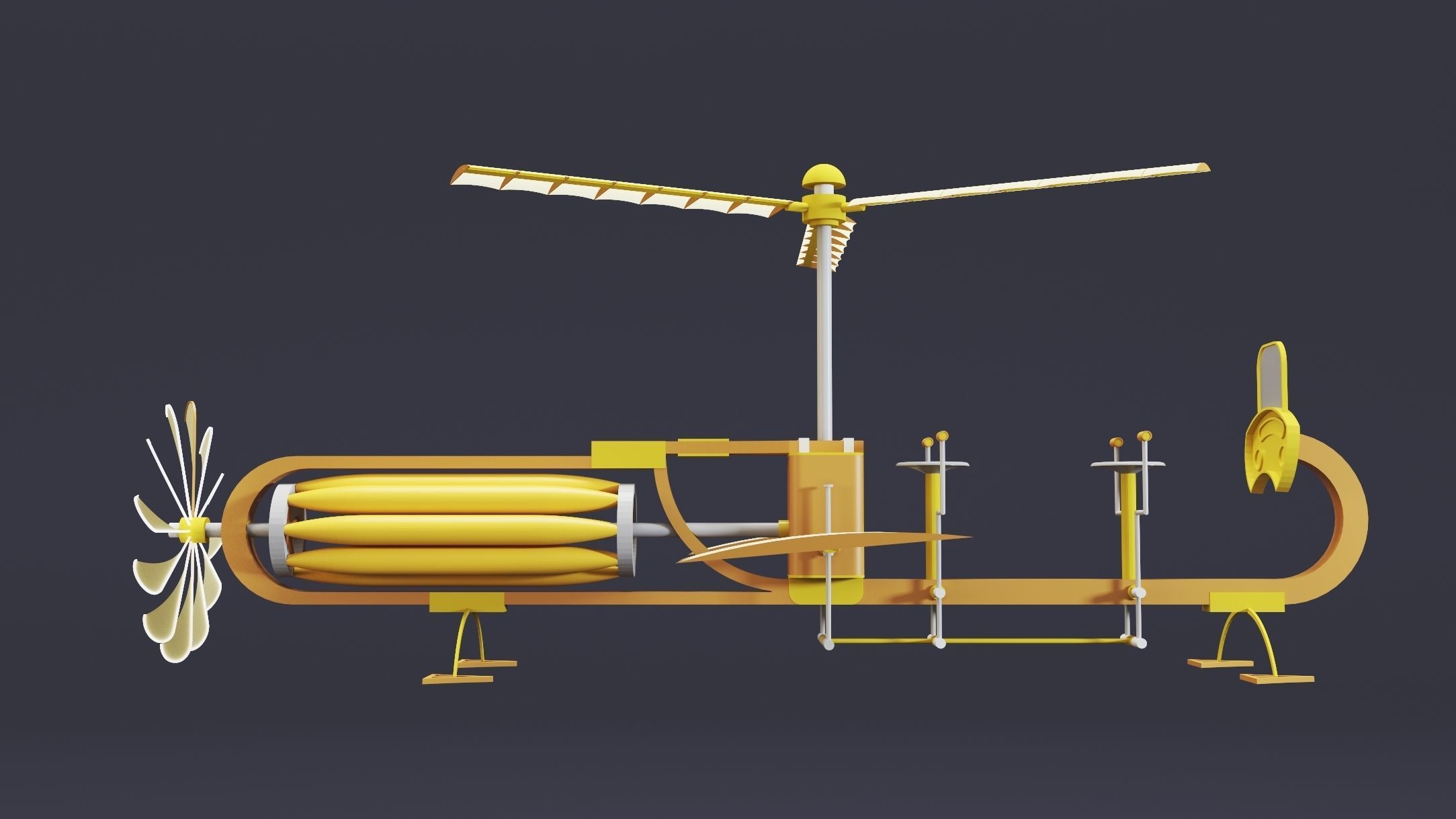 5- Steampunk Aircrafts- High detail 3d models Low-poly 3D model_5