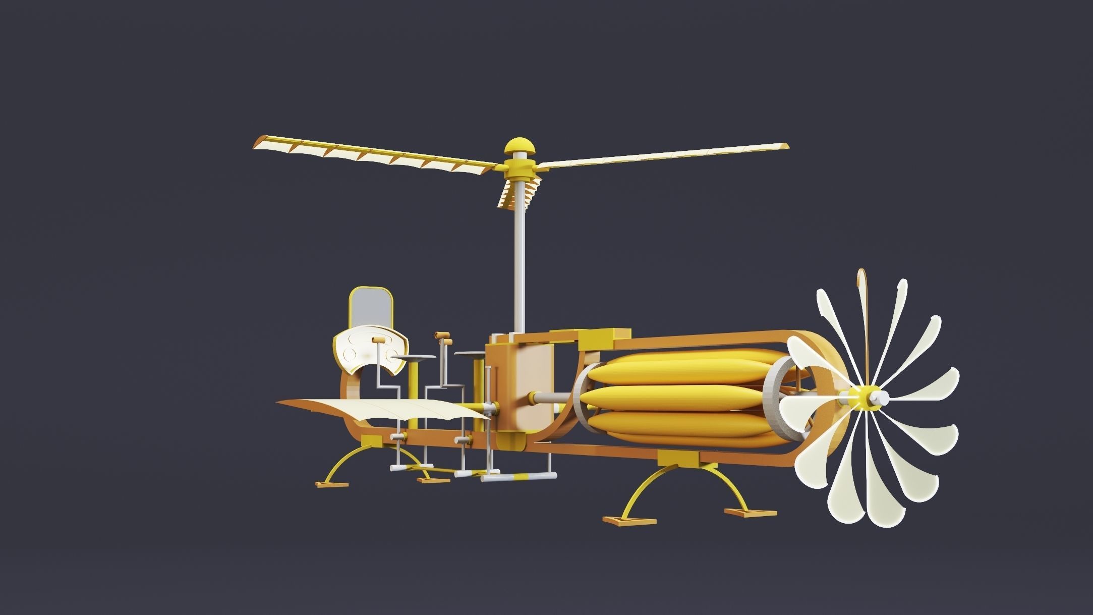 5- Steampunk Aircrafts- High detail 3d models Low-poly 3D model_6