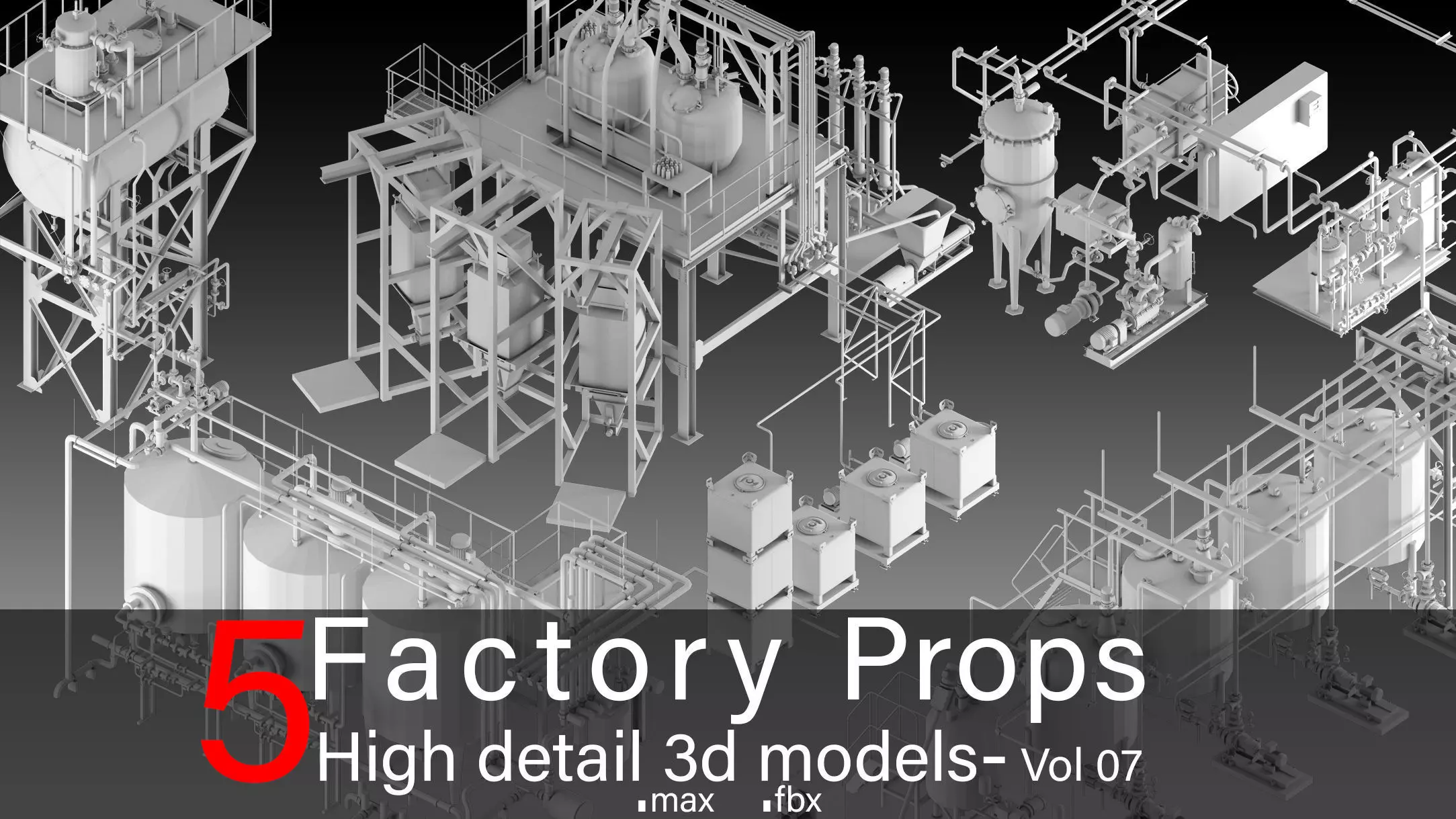 5 Factory Props- High detail 3d models- Vol 07 Low-poly 3D model_0