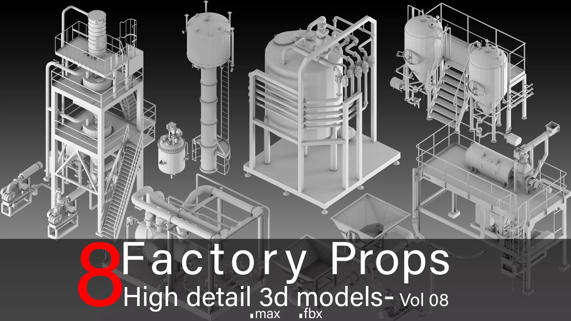 8 Factory Props- High detail 3d models- Vol 08 Low-poly 3D model_0