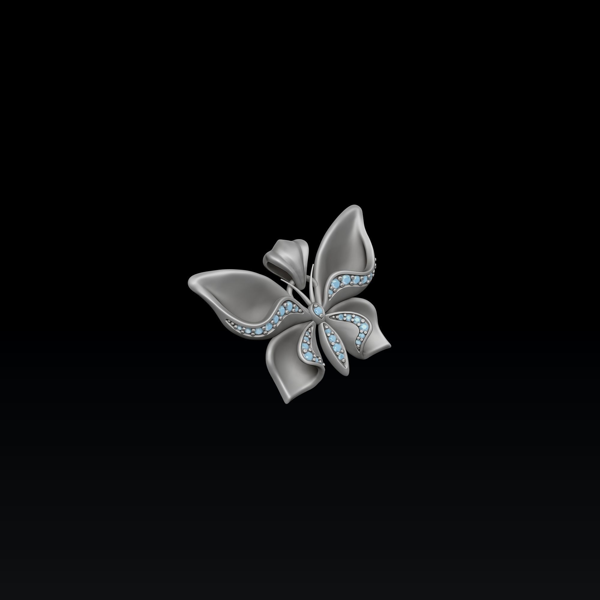 Butterfly Pendant With Gems 3D print model_7