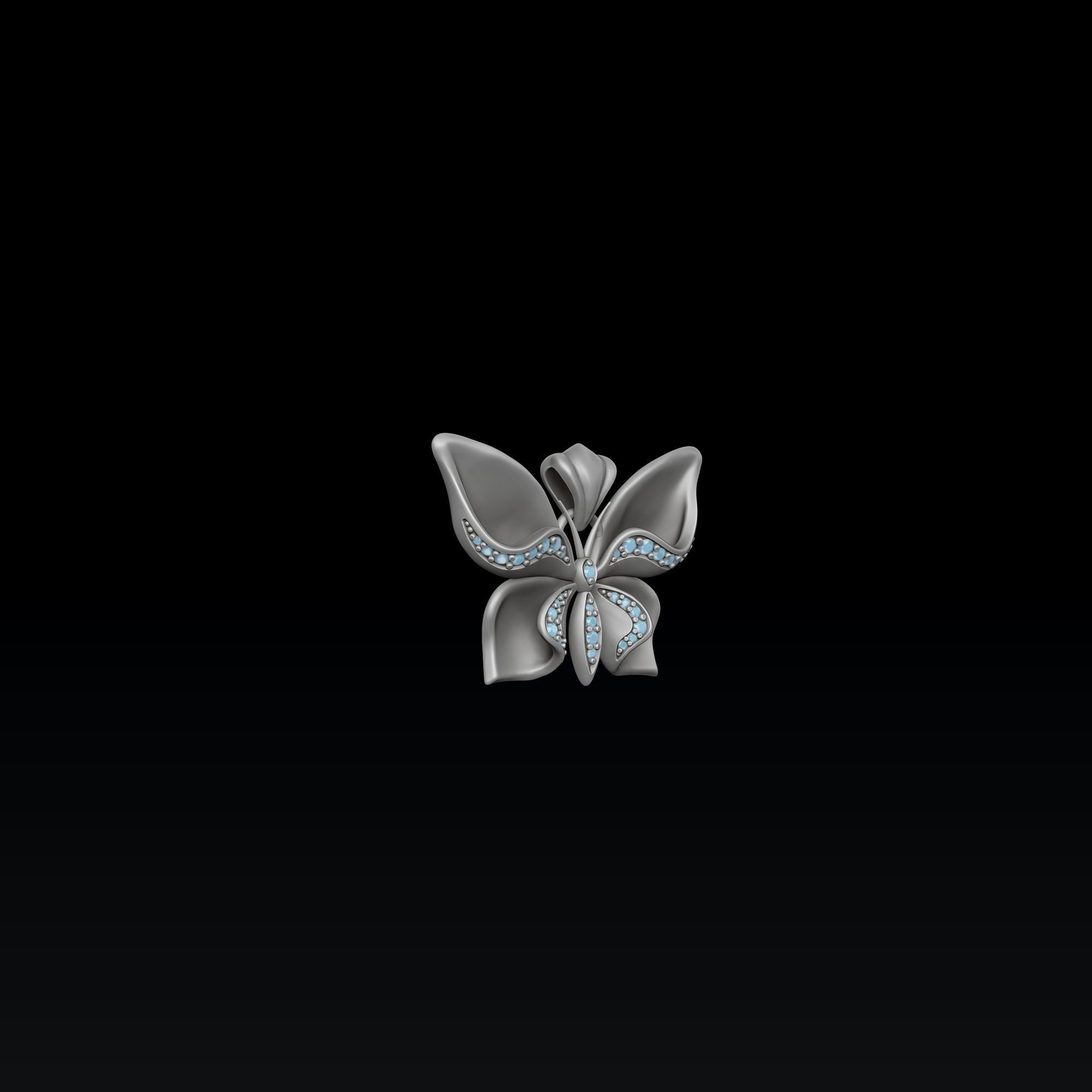 Butterfly Pendant With Gems 3D print model_1