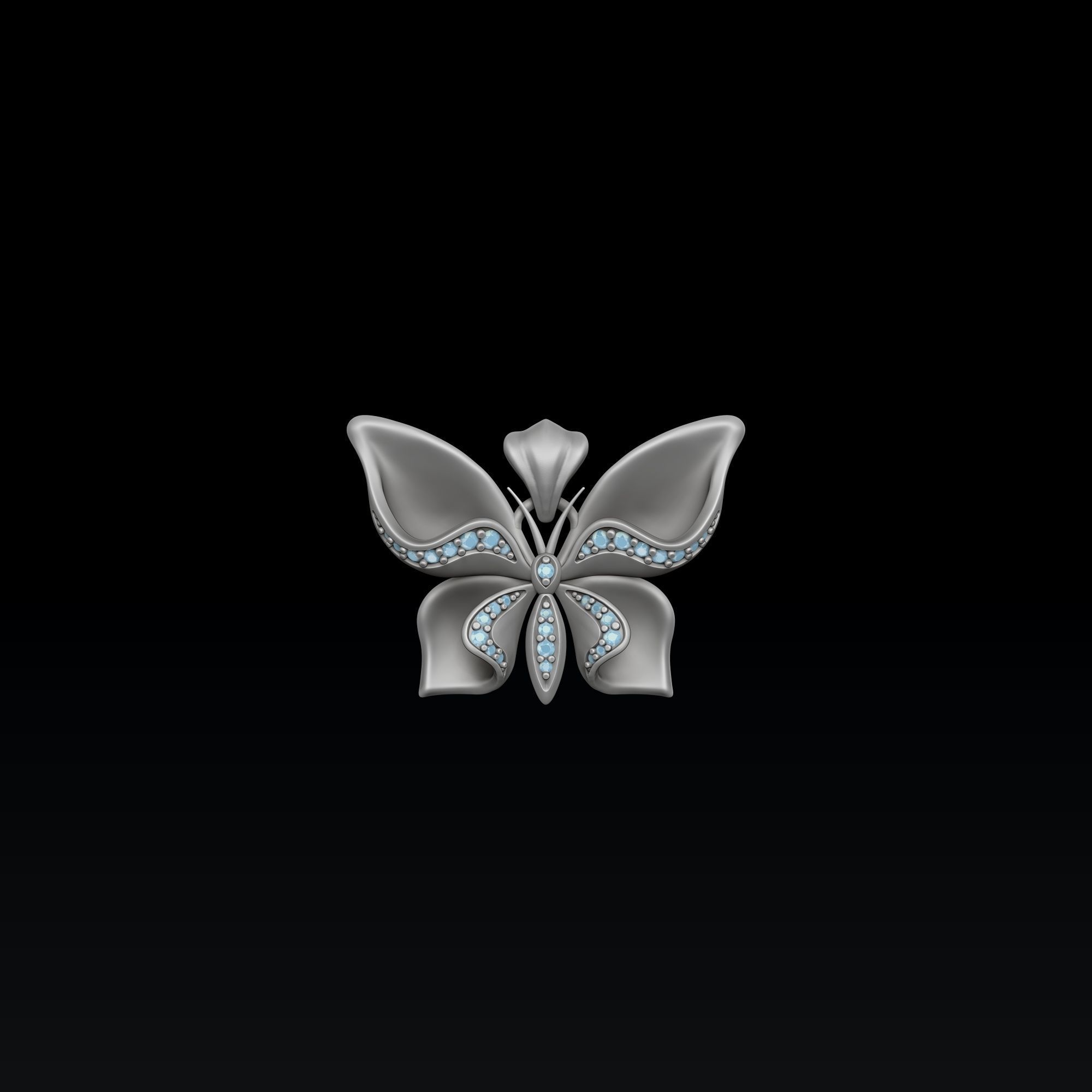 Butterfly Pendant With Gems 3D print model_5