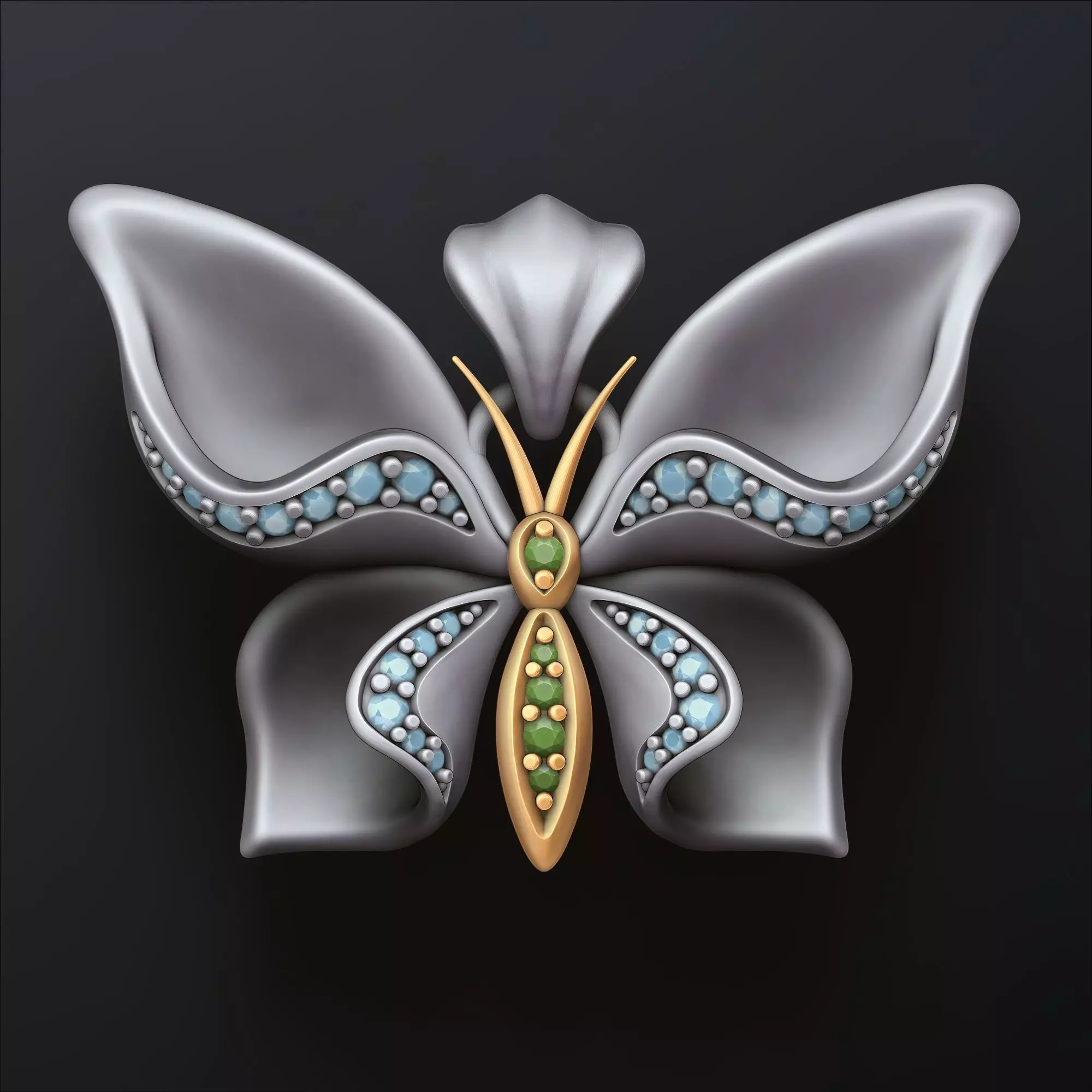 Butterfly Pendant With Gems 3D print model_0