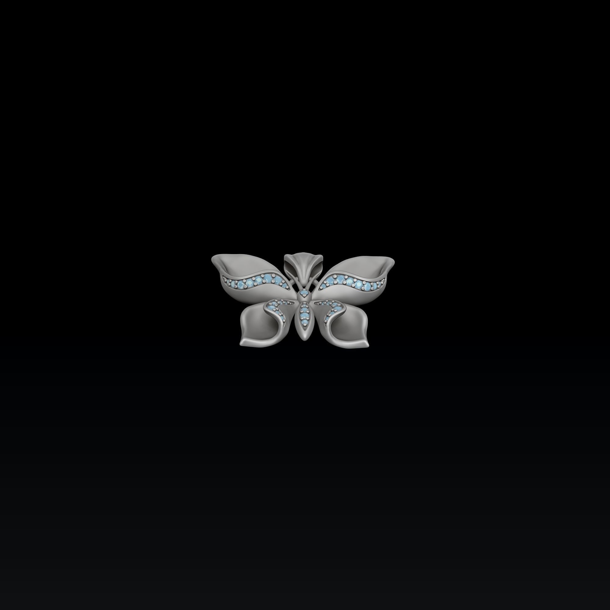 Butterfly Pendant With Gems 3D print model_4