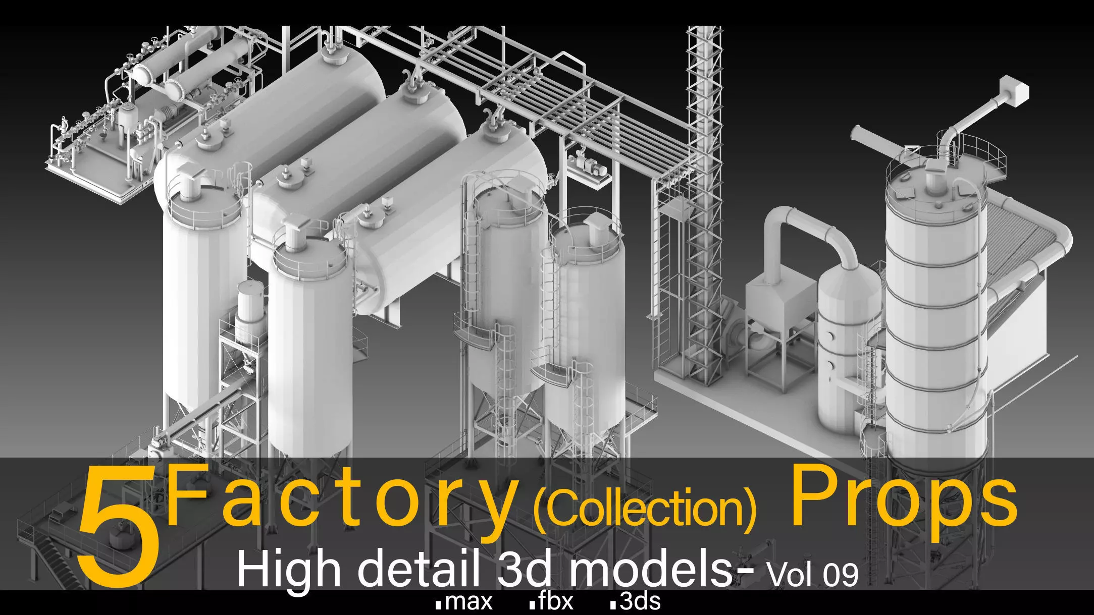 5 Factory Collection Props- High detail 3d models- Vol 09 Low-poly 3D model_0