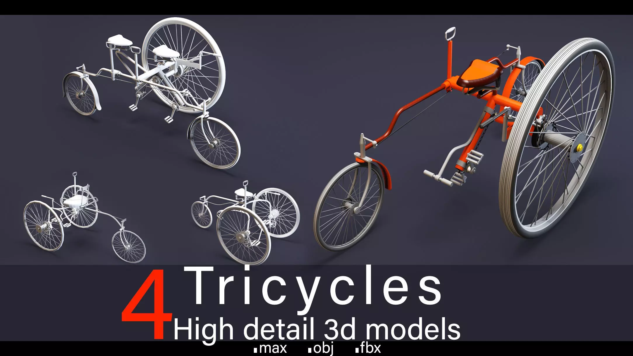 4- Tricycles- High detail 3d models Low-poly 3D model_0
