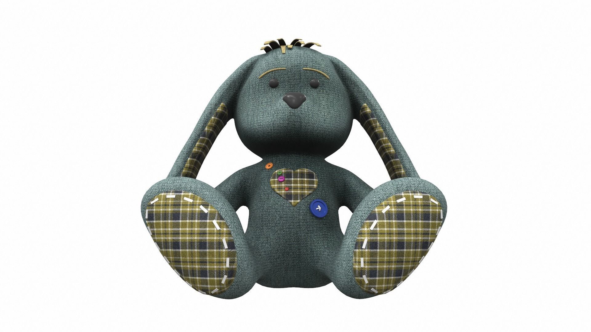 Plush toy bunny 2 3D model_1
