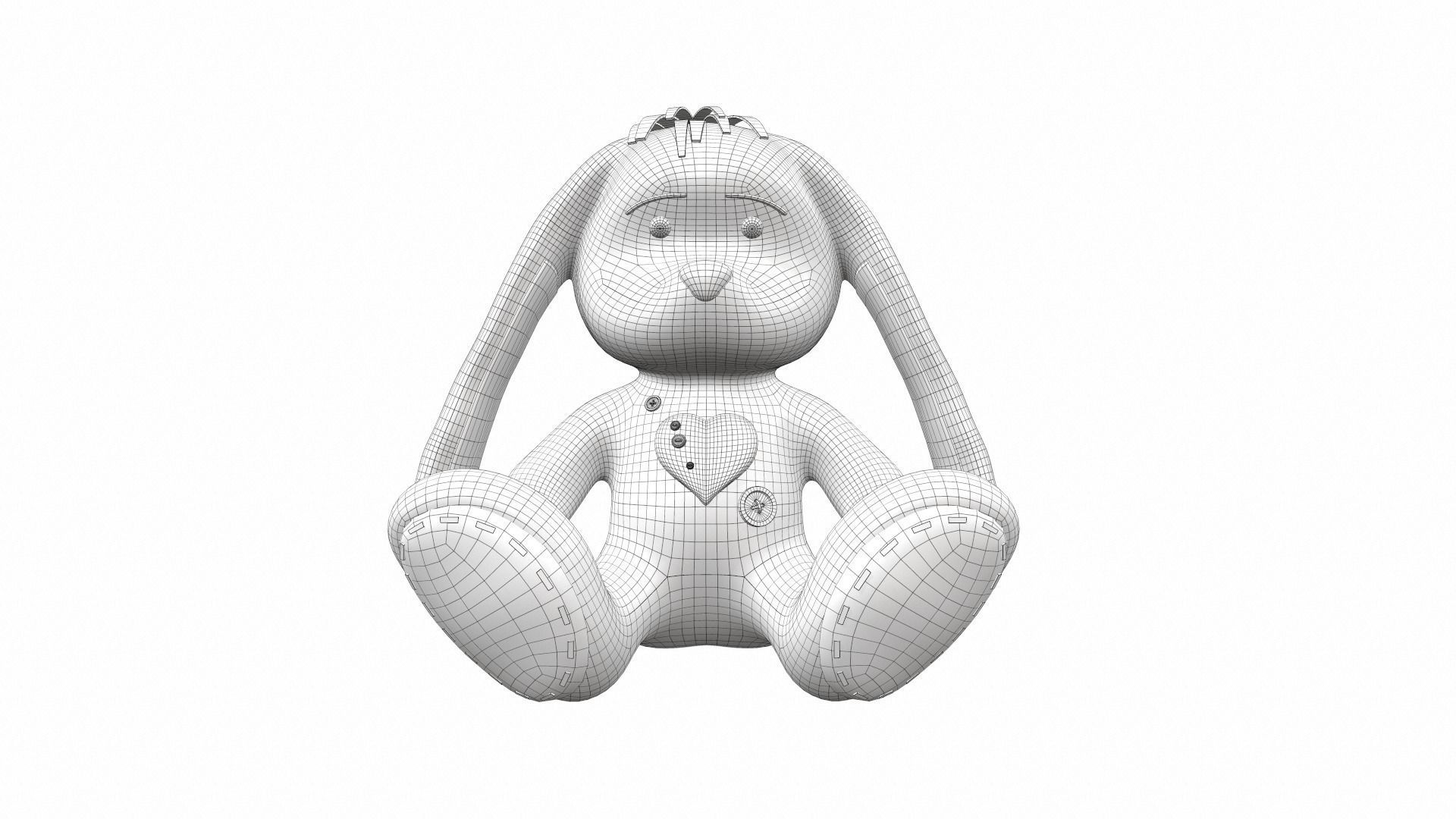 Plush toy bunny 2 3D model_6