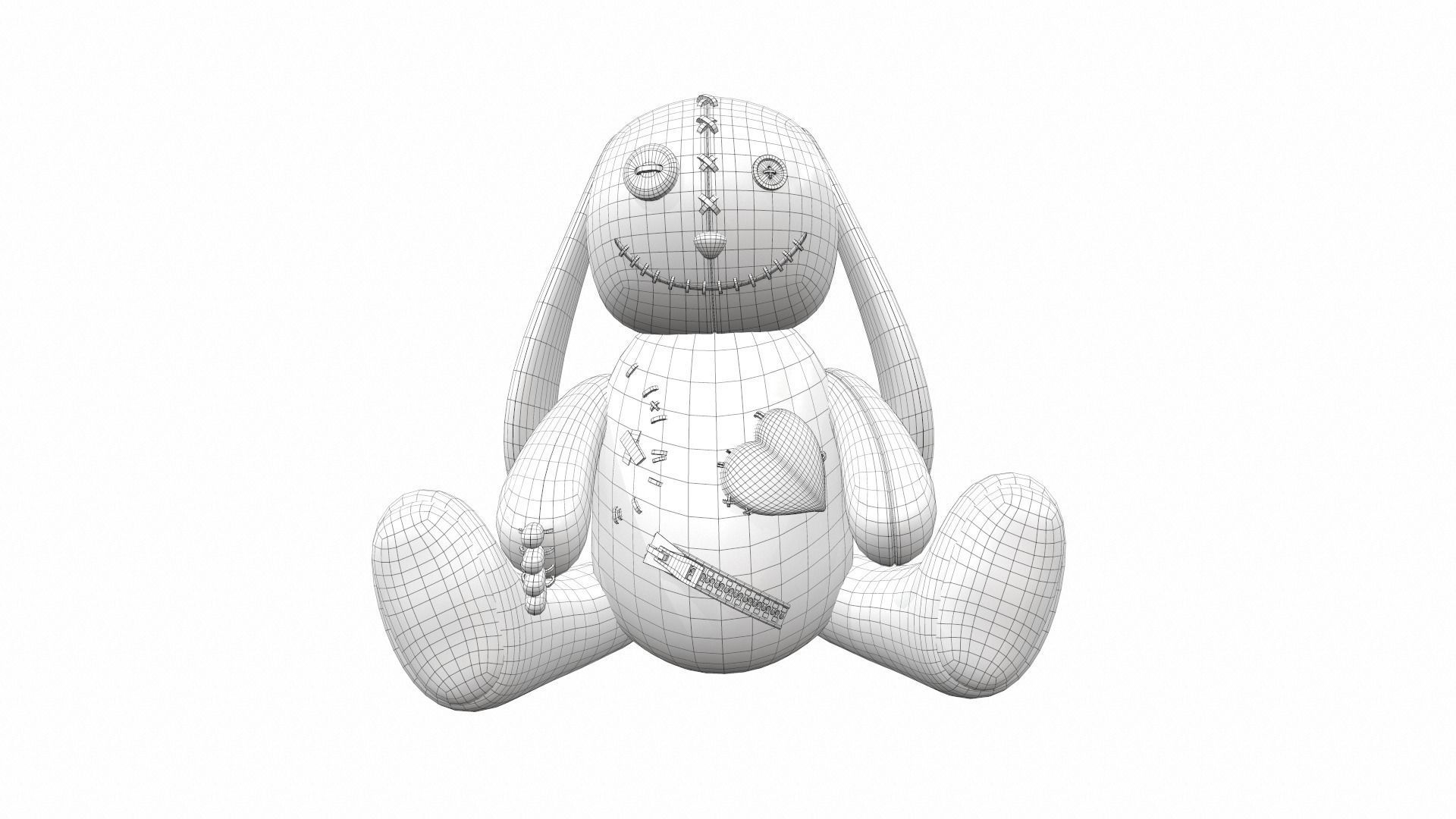 Plush toy bunny 3 3D model_6