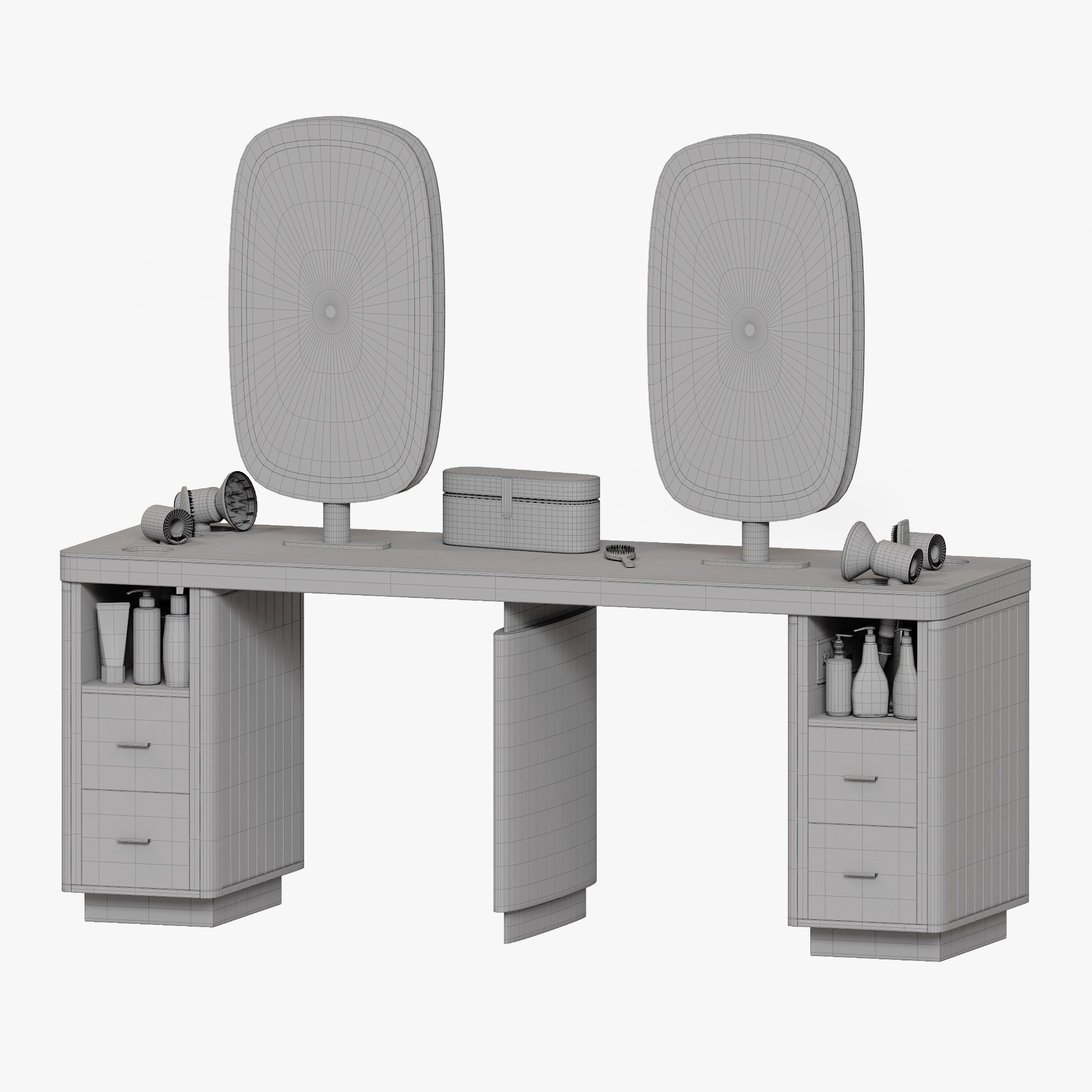 Mirror station barber table Yoocell OC7079 Low-poly 3D model_7