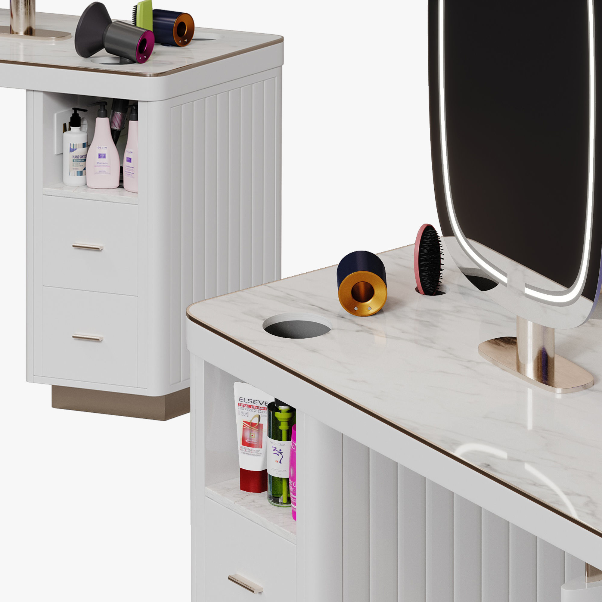 Mirror station barber table Yoocell OC7079 Low-poly 3D model_4