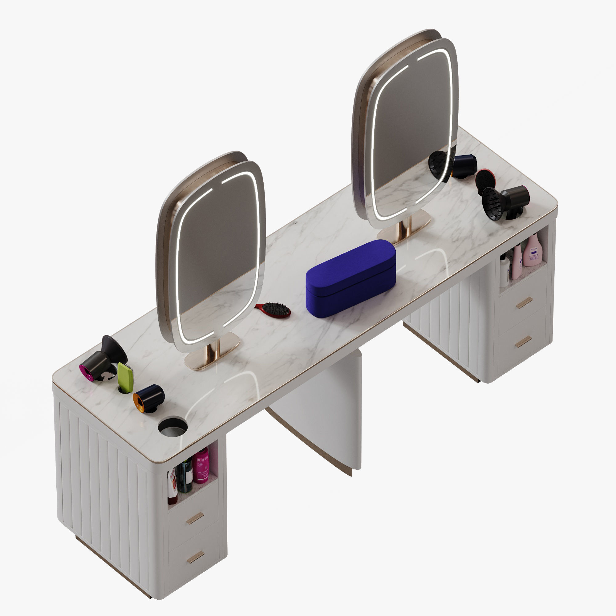 Mirror station barber table Yoocell OC7079 Low-poly 3D model_3