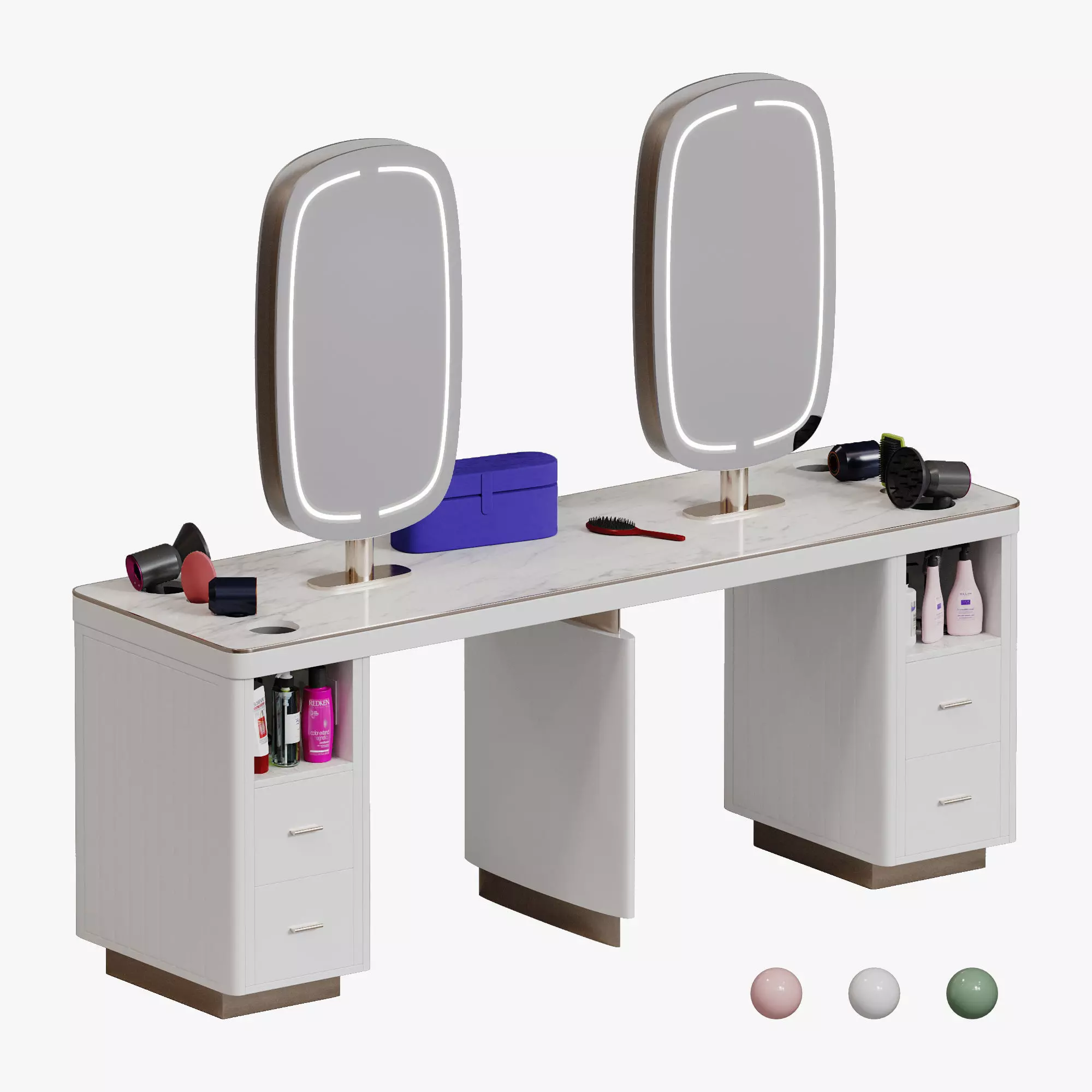 Mirror station barber table Yoocell OC7079 Low-poly 3D model_0