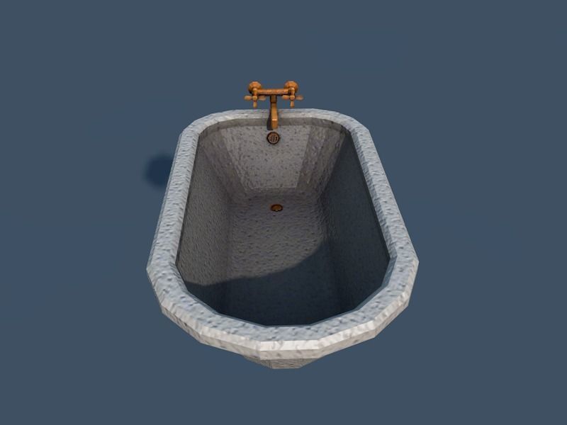 Bath bathroom-interior Low-poly 3D model_2