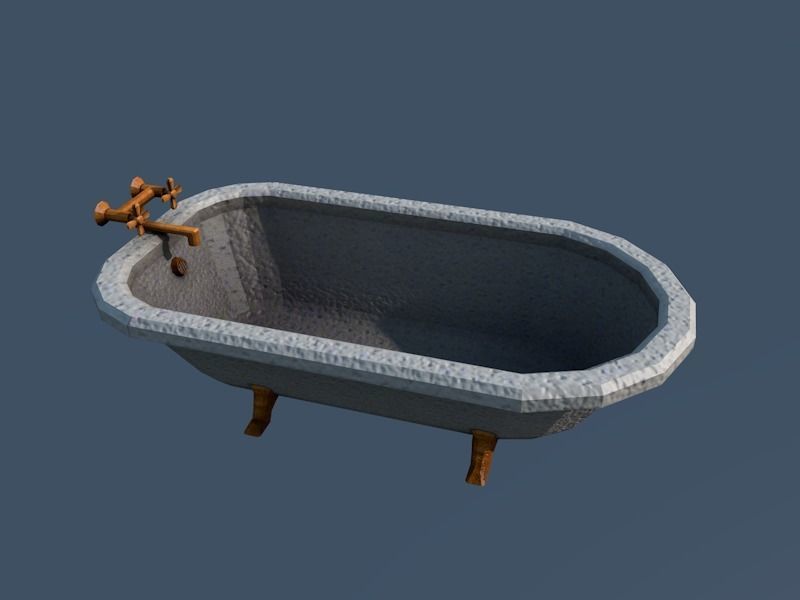 Bath bathroom-interior Low-poly 3D model_3