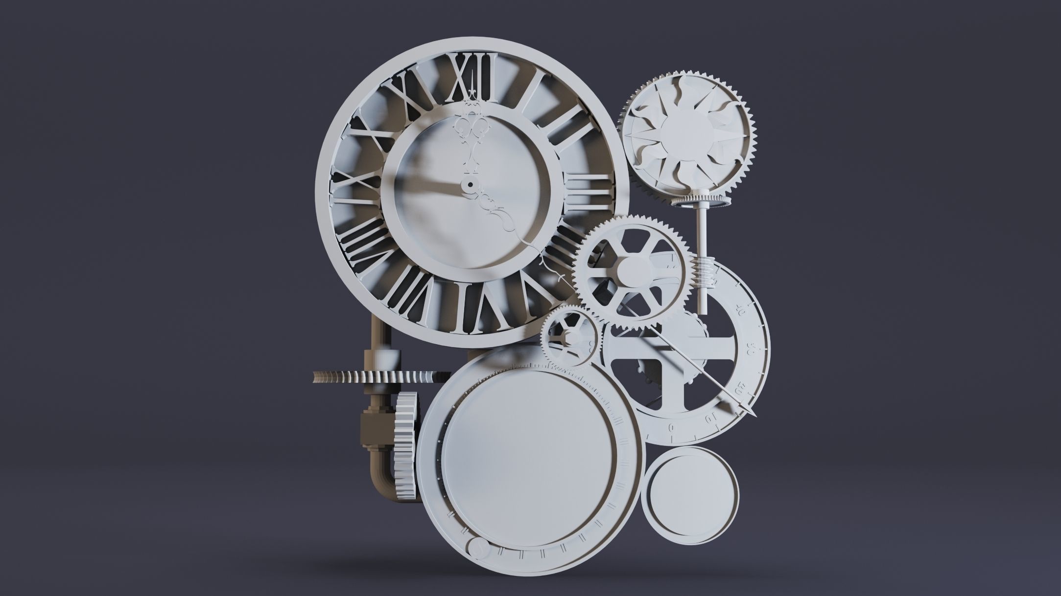 12- Steampunk Clocks- High detail 3d models Low-poly 3D model_7