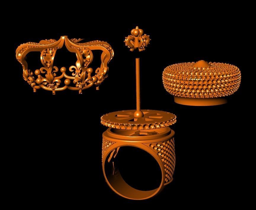 Crown ring 3D model_5