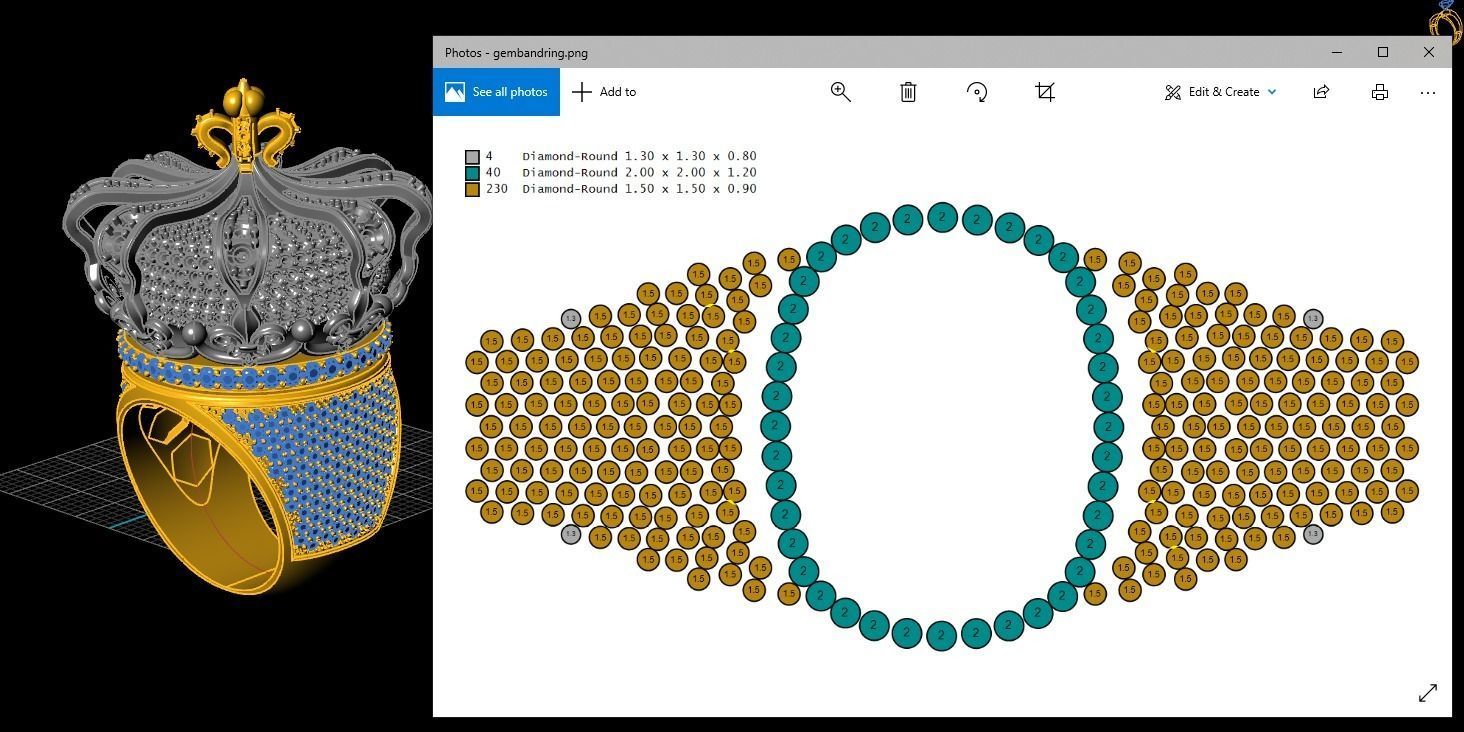 Crown ring 3D model_6