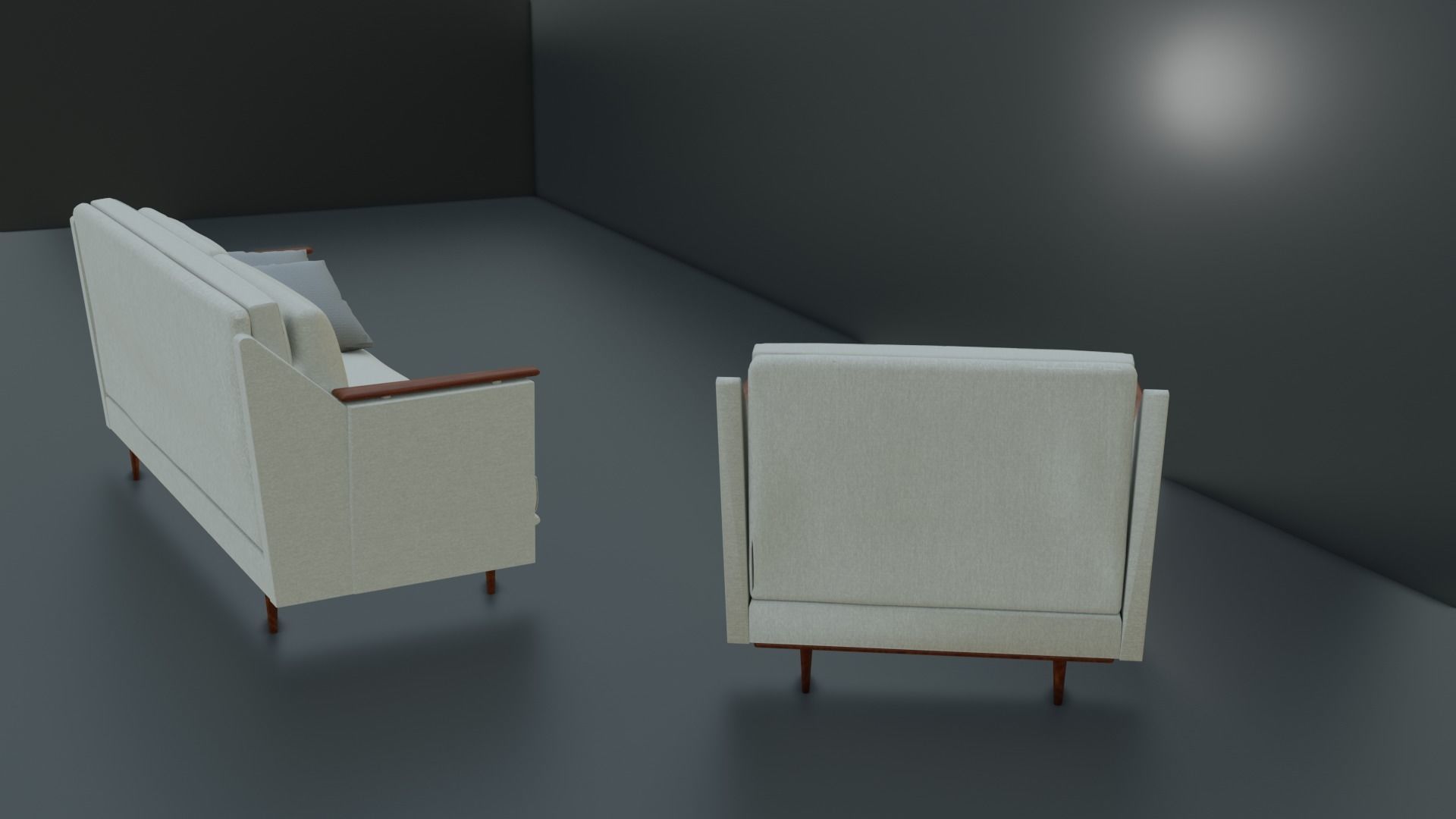 Couch mid century modern sofa Free low-poly 3D model_2