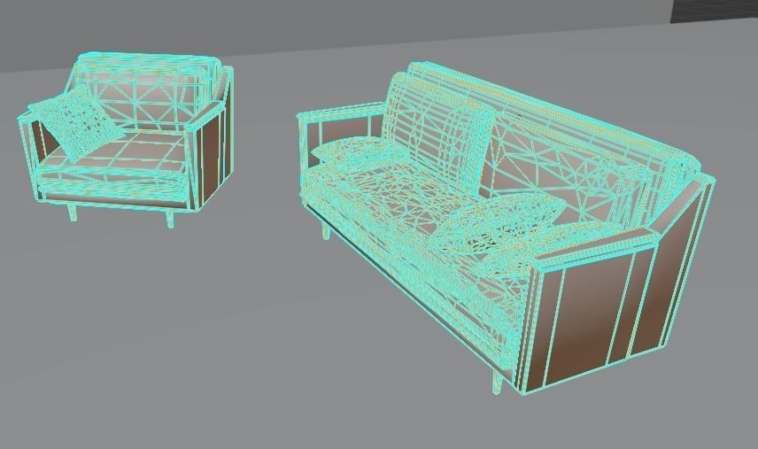 Couch mid century modern sofa Free low-poly 3D model_7
